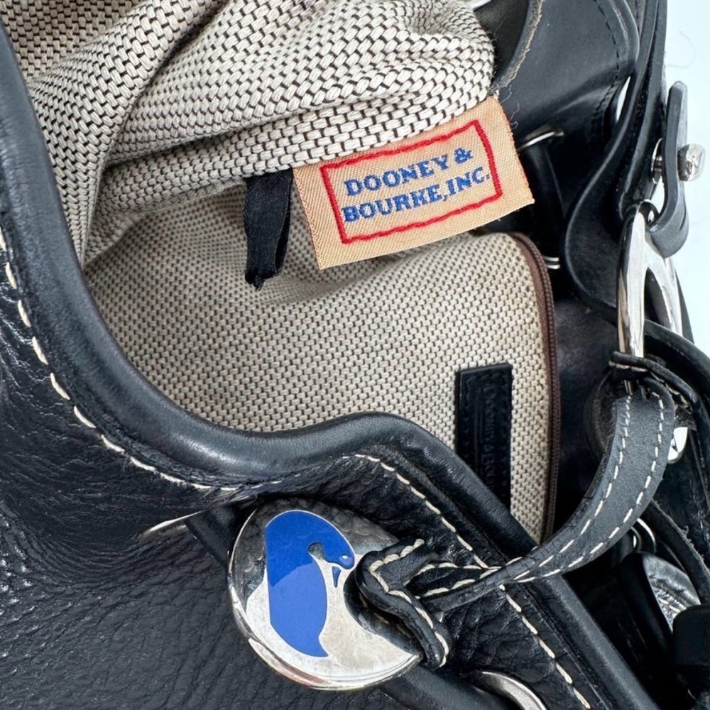 Dooney & Bourke AWL Vintage Black Pebble Leather Drawstring Bucket Bag Purse - Picture 7 of 10